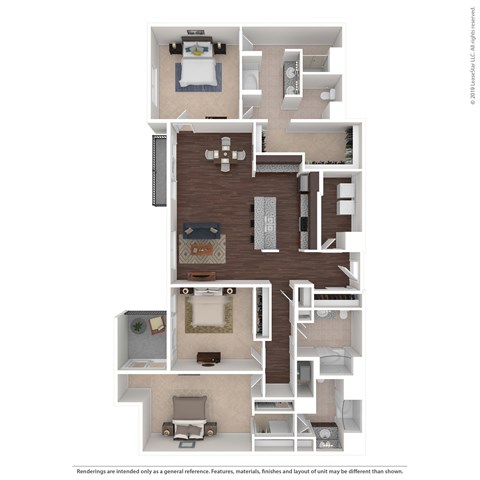 Floor plan for 3 beds, 3 baths, 2019 sqft