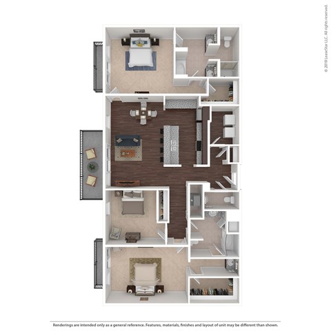 Floor plan for 3 beds, 2.5 baths, 1927 sqft