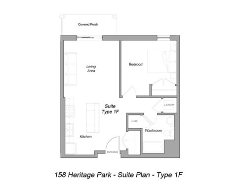 Floor plan for 1 bed, 1 bath, 710 sqft