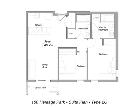 Floor plan for 2 beds, 2 baths, 1005 sqft
