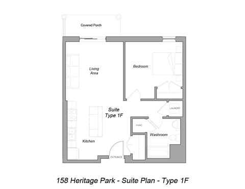 Floor plan for 1 bed, 1 bath, 710 sqft