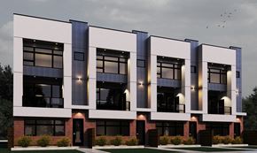 St. Albert apartment for rent - A modern apartment building with multiple balconies and large windows.
