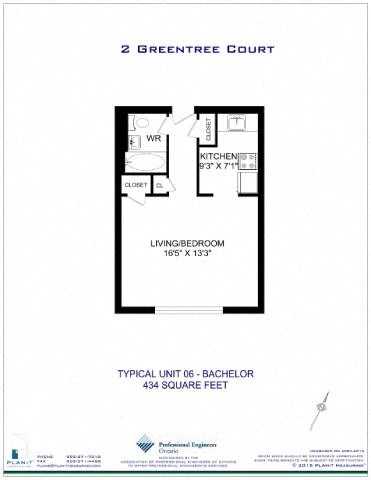 Floor plan for 1 bed, 1 bath