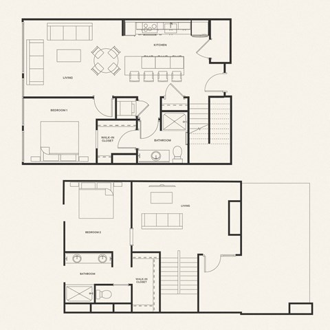 Floor plan for 2 beds, 2 baths, 1671 sqft