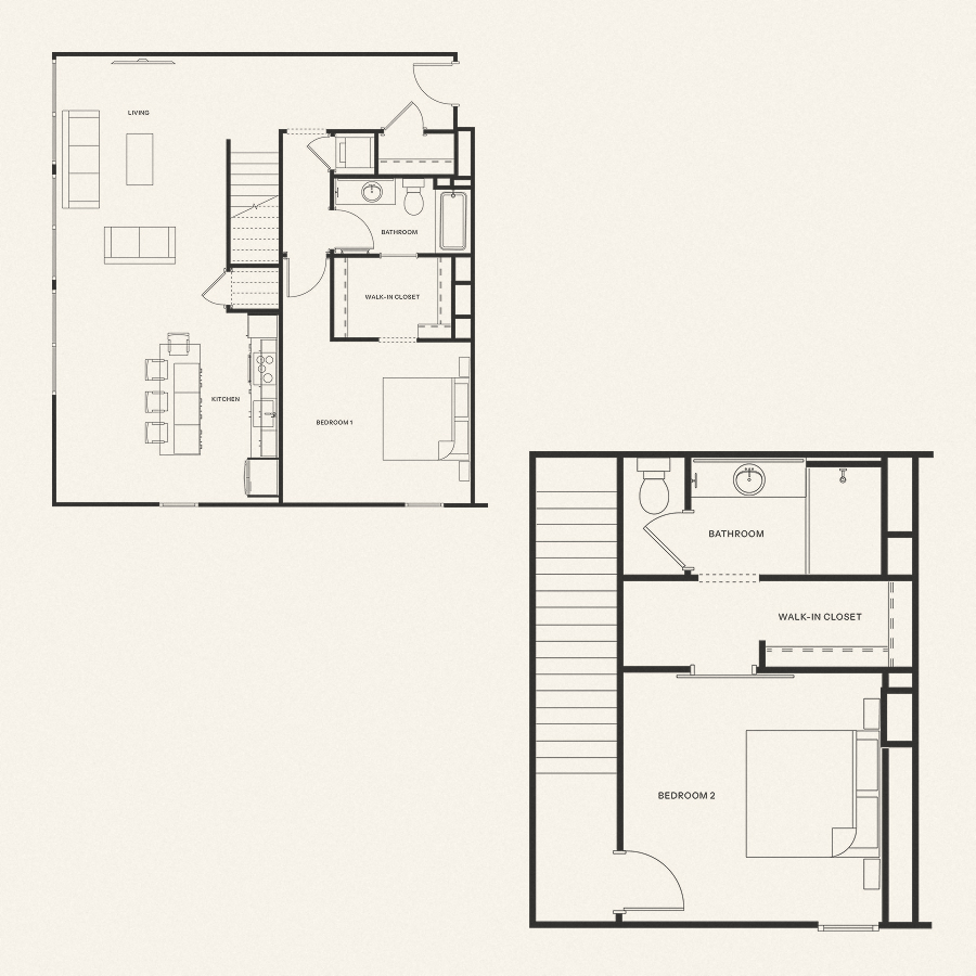 Floor plan for 2 beds, 2 baths, 1393 sqft
