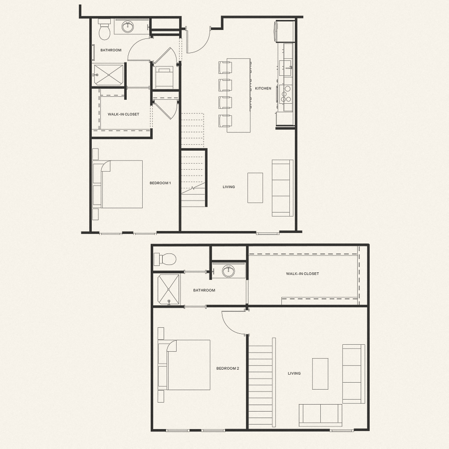 Floor plan for 2 beds, 2 baths, 1314 sqft