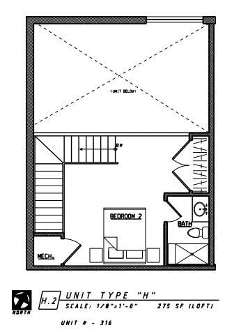 Floor plan for 2 beds, 2 baths, 880 sqft