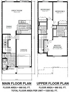 Kingston house for rent - A floor plan of a house with a main floor plan and upper floor plan.