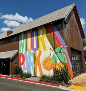 Moorpark apartment for rent - A colorful mural on the side of a building with the words "MOUNTAIN PARK" written on it.