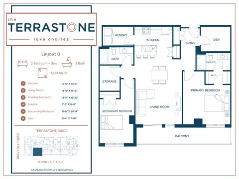 Floor plan for 2 beds, 2 baths, 1334 sqft