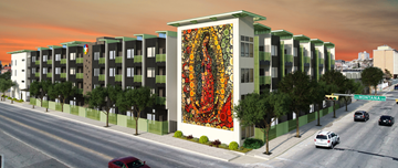 El Paso apartment for rent - A street view of a building with a large mural on the side.