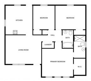 Winston-Salem house for rent - A black and white image of a house floor plan.