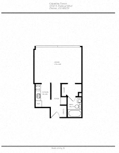 Floor plan for studio, 1 bath, 434 sqft