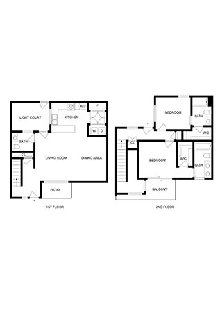 Floor plan for 2 beds, 2 baths, 1397 sqft