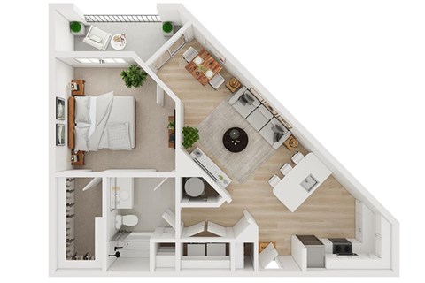 Floor plan for 1 bed, 1 bath, 815 sqft