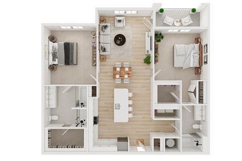 Floor plan for 2 beds, 2 baths, 1246 sqft