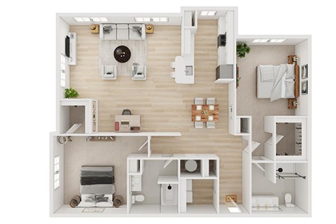 Floor plan for 2 beds, 2 baths, 1459 sqft