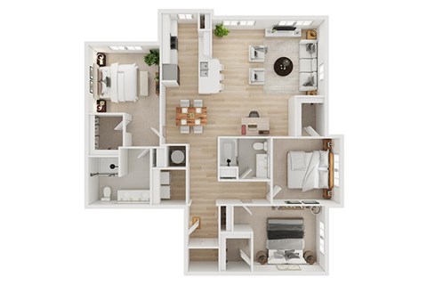 Floor plan for 3 beds, 2 baths, 1691 sqft