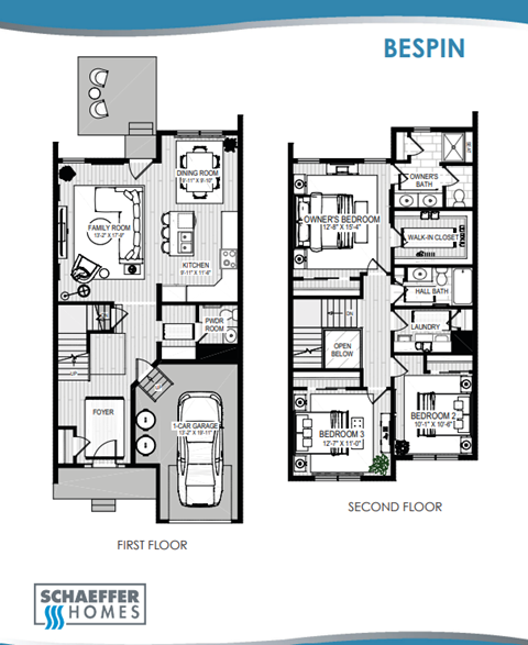 Floor plan for 3 beds, 2.5 baths, 1790 sqft