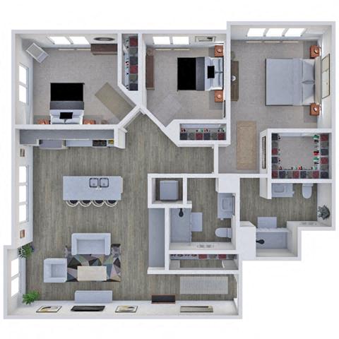 Floor plan for 3 beds, 2 baths, 1346 sqft