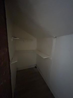 Louisville apartment for rent - A white closet with a door and a shelf.
