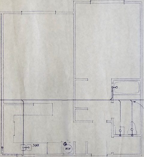 Floor plan for 1 bed, 1 bath