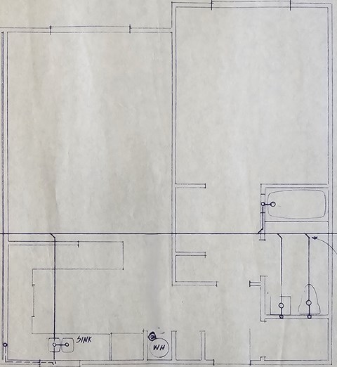 Floor plan for 1 bed, 1 bath