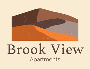 Morgantown apartment for rent - A logo for Brook View Apartments featuring a stylized mountain.
