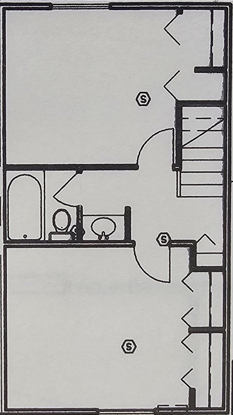 Floor plan for 3 beds, 1 bath
