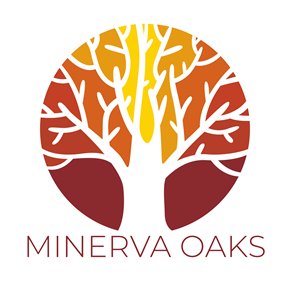 Minerva apartment for rent - A logo with a tree and the words "Minerva Oaks" below it.
