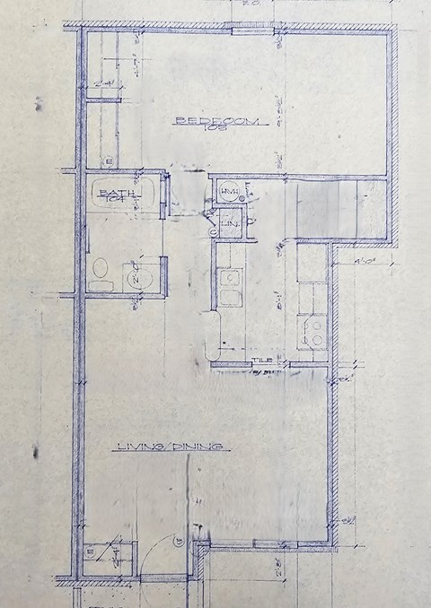 Floor plan for 1 bed, 1 bath, 646 sqft