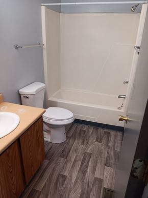 Washingtonville apartment for rent - A white toilet sits next to a sink in a small bathroom.