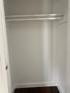 Lindale house for rent - A white closet with a shelf and a door.