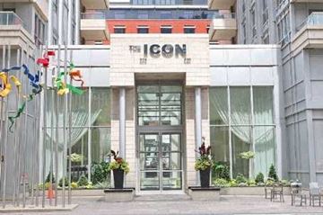 Toronto apartment for rent - The front of a building with the word ICON on it.