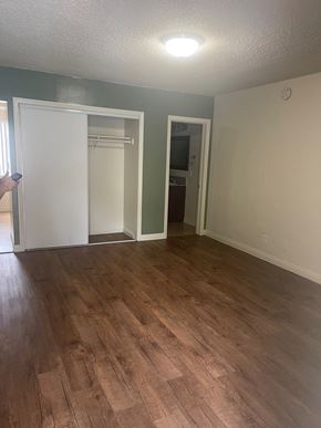 Van Nuys apartment for rent - A room with wood flooring and a white door.
