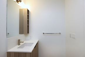 Toronto apartment for rent - A bathroom with a sink and mirror.