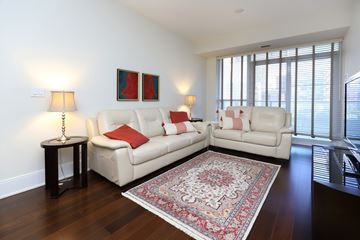 Toronto apartment for rent - A living room with two couches and a rug.