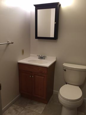 Reading apartment for rent - A white toilet sits next to a sink in a bathroom.