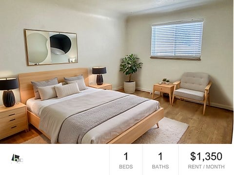 Floor plan for 1 bed, 1 bath