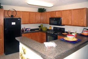Columbia apartment for rent - kitchen with a black fridge at Palmera, Columbia, 29229 