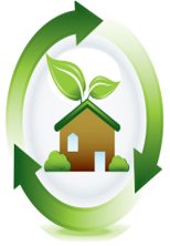 Prior Lake apartment for rent - A green house with a leaf on the roof is in the center of a circular arrow.