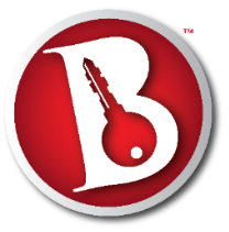 West Lawn house for rent - A red and white logo with a key in the letter B.