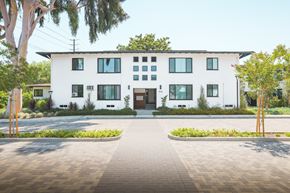 Eagle Rock apartment for rent - A white modern house with a grey walkway in front.