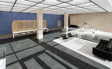 Southgate apartment for rent - A modern living room with a black couch and a glass table.