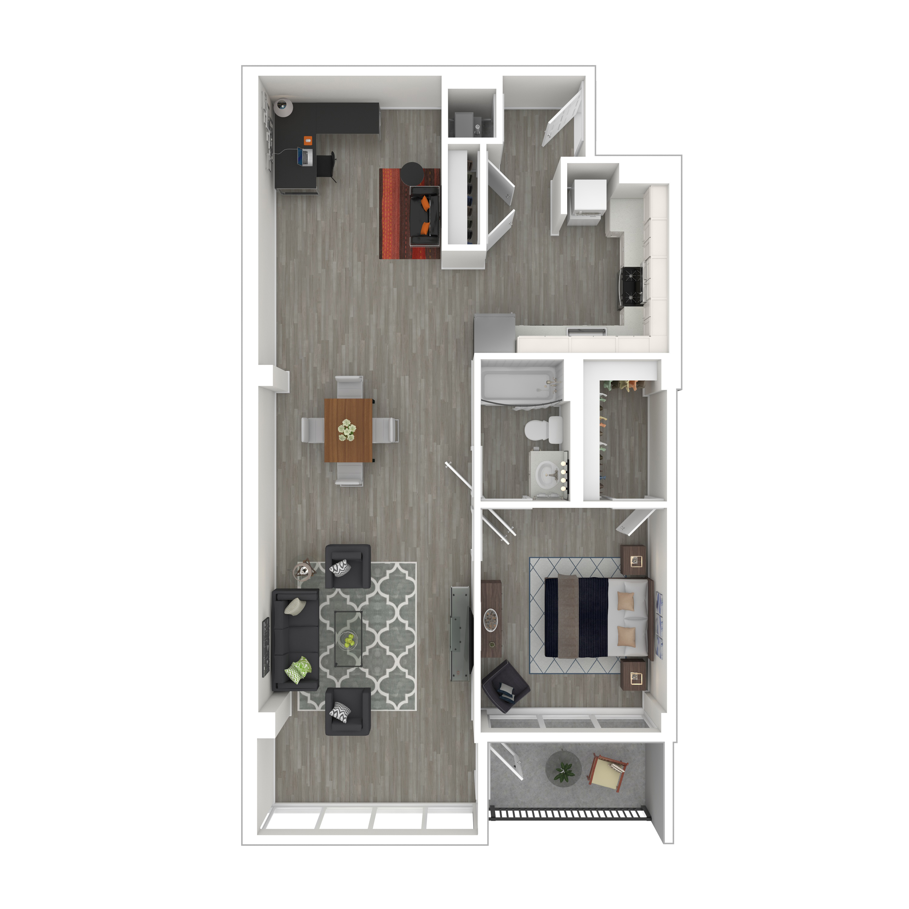 Floor plan for 1 bed, 1 bath, 1131 sqft