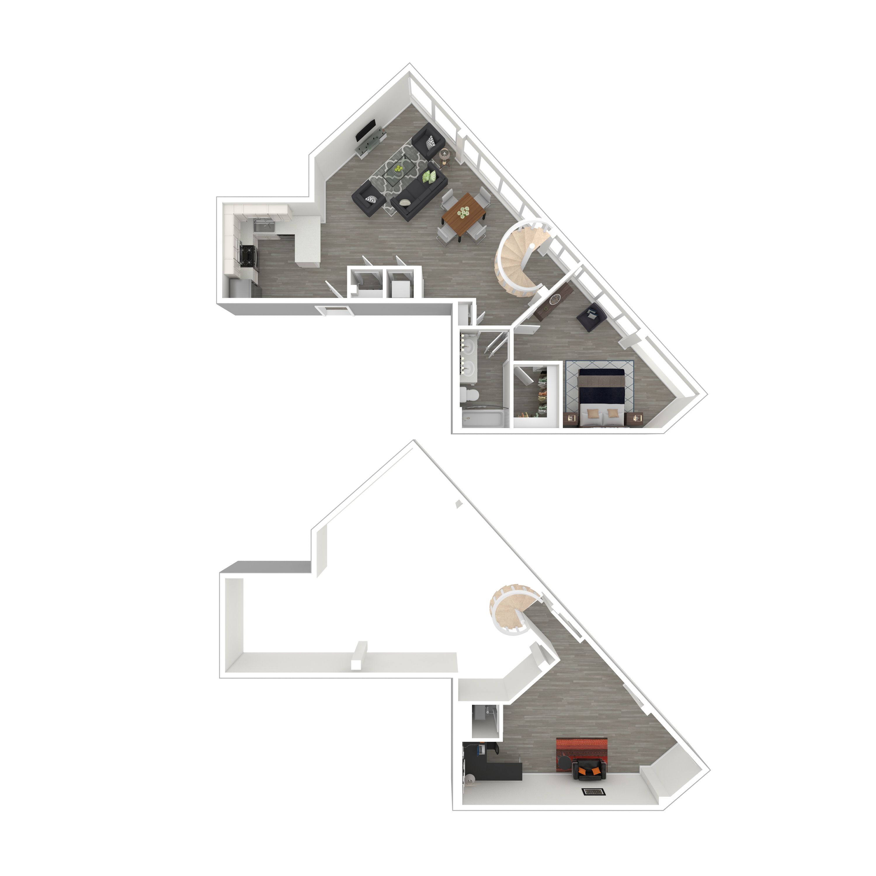 Floor plan for 1 bed, 1 bath, 1283 sqft