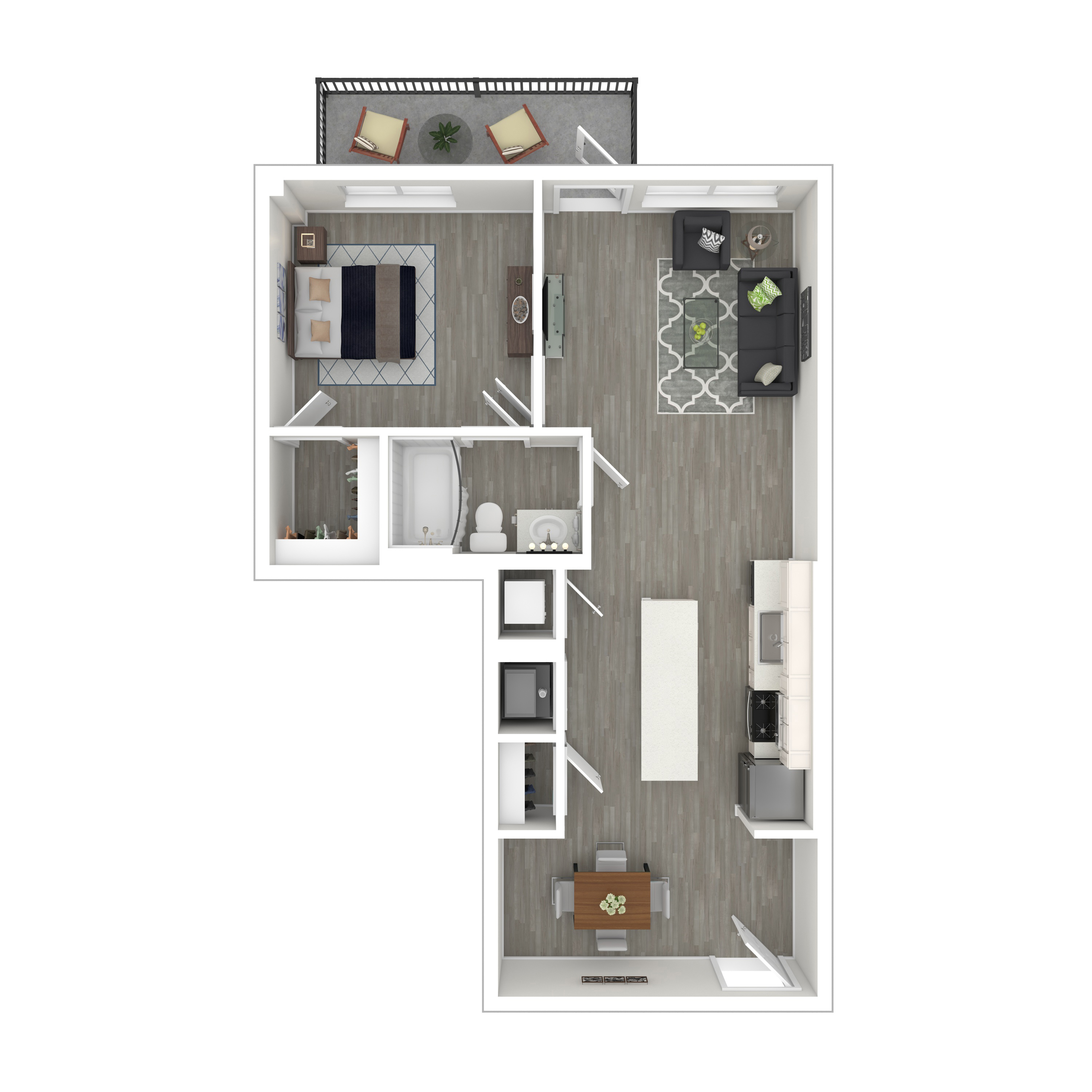 Floor plan for 1 bed, 1 bath, 812 sqft