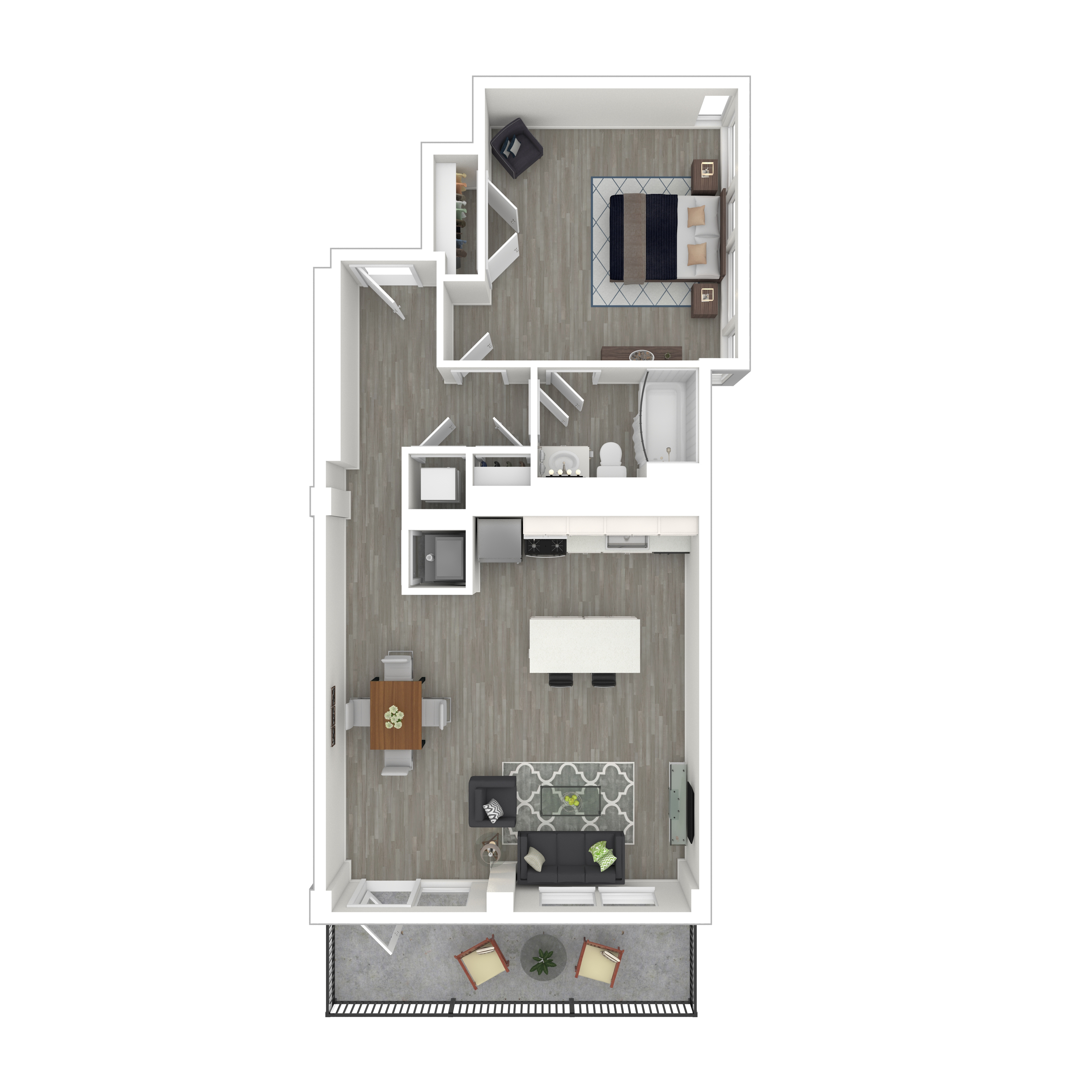 Floor plan for 1 bed, 1 bath, 878 sqft