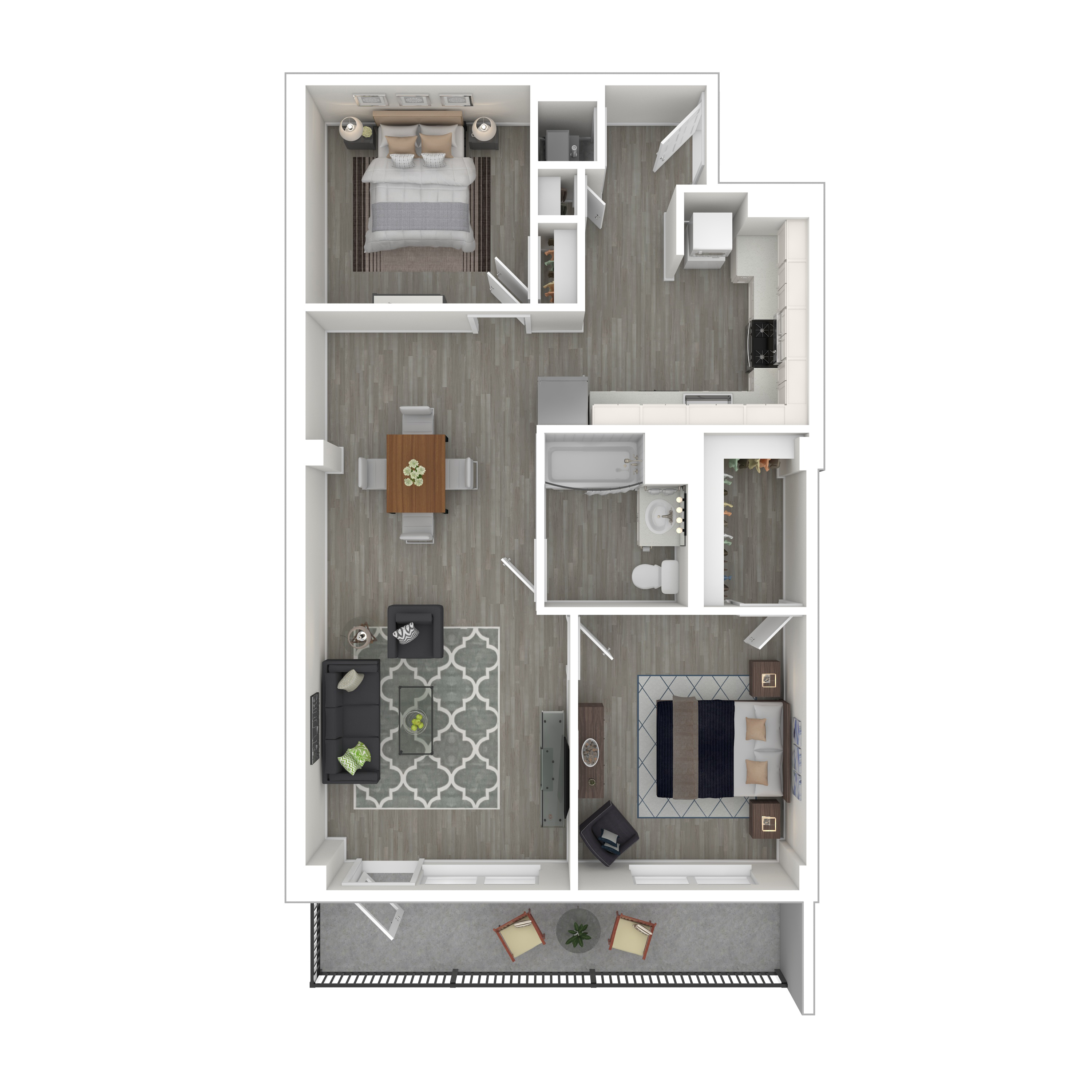 Floor plan for 2 beds, 1 bath, 1028 sqft