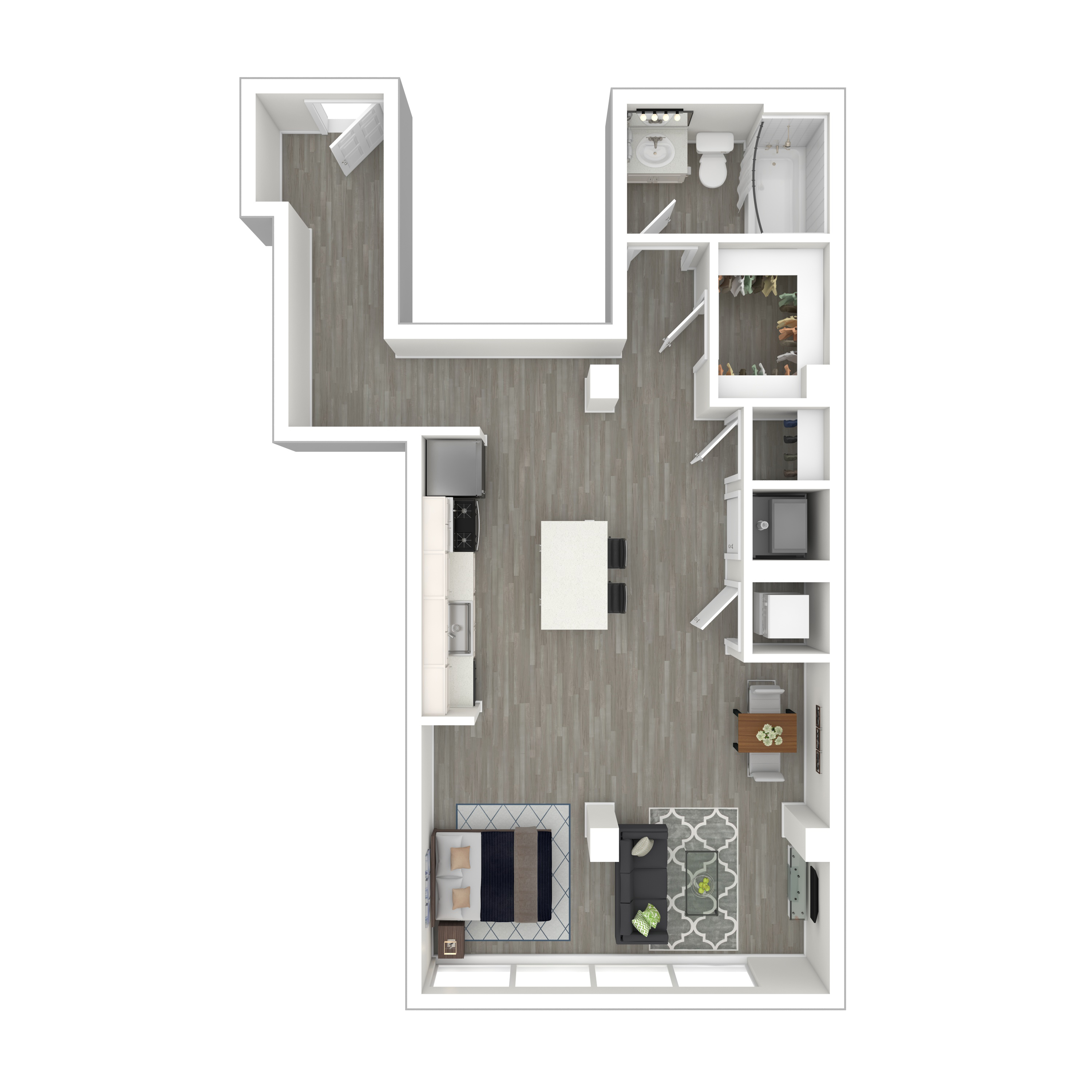 Floor plan for studio, 1 bath, 776 sqft